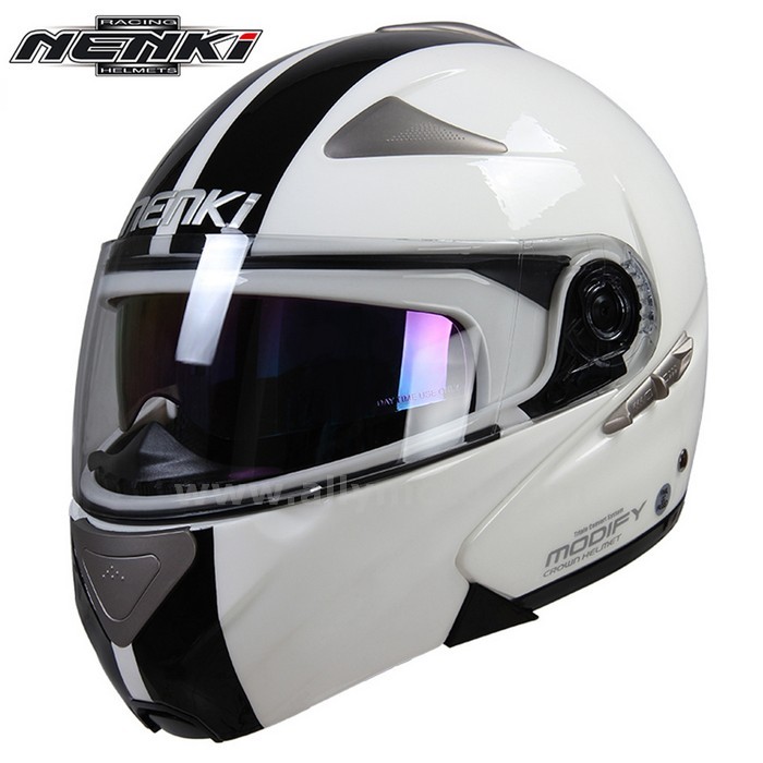 129 Nenki Men Women Full Face Racing Helmet Street Motorbike Modular Flip Up Dual Visor Sun Shield Lens Dot@5